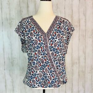 Max Studio | Floral Surplice Top